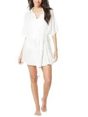 134$ Vince Camuto Shirt Dress Swimsuit Cover Up Women's Size XS White